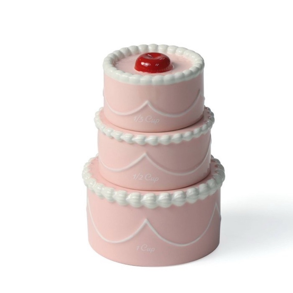 ❤️ Ceramic Measuring Cups Cake - Bullseye's Playground NWT ❤️ SO cute year round